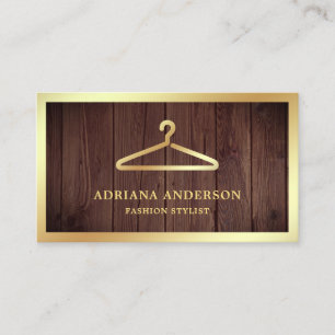 Rustoord Houten Gouden Klerenhanger Mode Stylist Visitekaartje