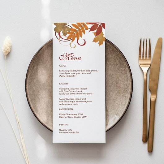 Rustoord Huwelijksdiner met Vallende Bladeren Menu