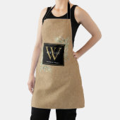 Rustoord Waterverf Groen Blauw Goud Monogram Schort (Insitu)