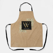 Rustoord Waterverf Groen Blauw Goud Monogram Schort (Voorkant)