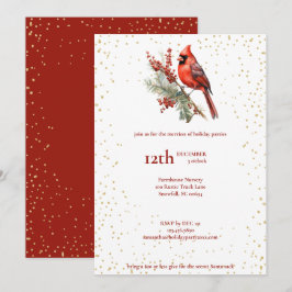 Rustoord Waterverf Winter Kardinaal Hulsttak Feestdagenkaart