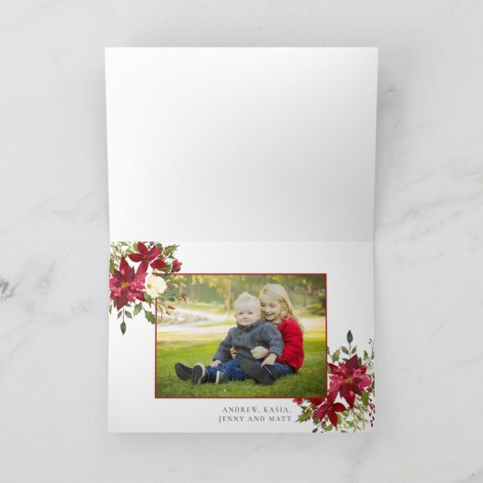 Rustoordelijke bloemrijke elegante script Kerstfot Feestdagen Kaart (Binnen)