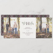 Rustoordige monogram tweefoto vakantiekaart feestdagenkaart (Voorkant / Achterkant)