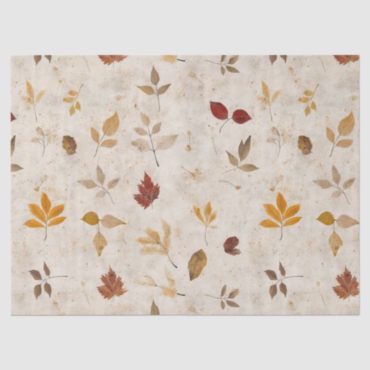 Rustoordruk Bladerenpatroon –Herfst Botanisch 10 Tissuepapier (Voorkant)