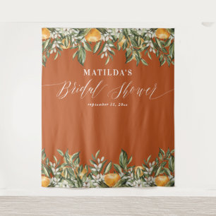 Rustoorkaars oranje citrus botanische bruidsshower wandkleed