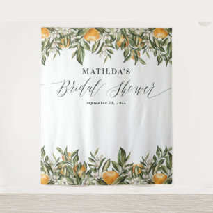 Rustoorkaars oranje citrus botanische bruidsshower wandkleed
