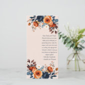 Rustoorkleurig en Blauw Trouwleeswijzer Bedankkaart (Staand voorkant)