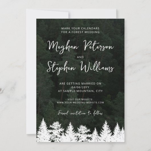 Rustoplaten Huwelijk en Kerstboom Vormige Trouwkaa Save The Date (Achterkant)