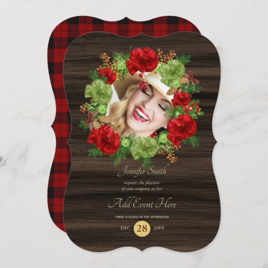 Rustoque Buffalo Plaid PHOTO Krans Modern ELKE GEB Kaart (Voorkant / Achterkant)