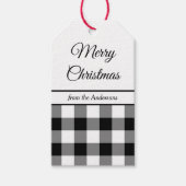 Rustoque zwart-wit geruit kerstfeest cadeaulabel (Voorkant)