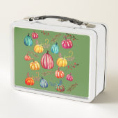 Rustos Pompoenen Kunst Aangepaste Naam Lunchbox (Achterkant)