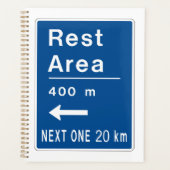 Rustplaats 400m Links Wegbord Planner (Voorkant)