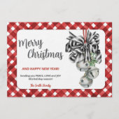 Rustrode Gingham Noël Kerst Uitnodiging (Voorkant)