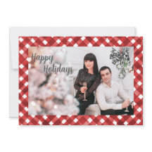 Rustrode Gingham Noël Kerstkaart