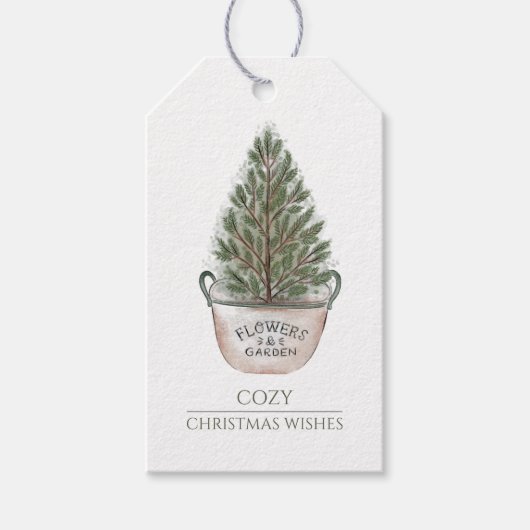 Rustwaterverf Kerstboom Cadeaulabel (Voorkant)