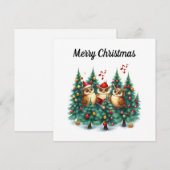 Rustwaterverf Winter Dennenbomen Kerstliedjes Zing Feestdagenkaart (Voorkant / Achterkant)