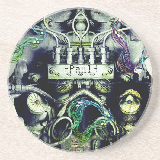 Rusty and Mossy Engine Double Sided Dieselpunk Zandsteen Onderzetter (Voorkant)