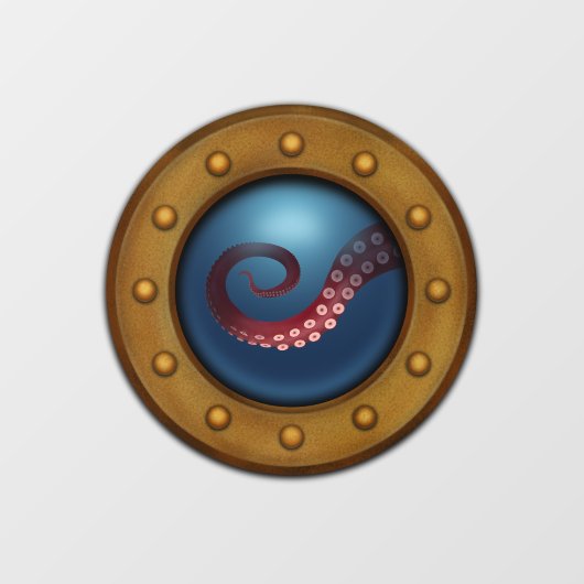 Rusty Antiek Ship Porthole Deep Zee Octopus Raamsticker (Vel)