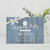 Rusty Blue Classy Ivory Ribbon Birthday Kaart (Staand voorkant)