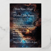 Rusty Blue Cloud Nebula Gold Folie Uitnodiging (Achterkant)