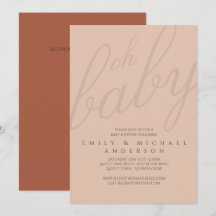 Rusty Blush Typografie Baby shower Geslacht