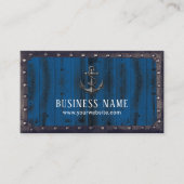 Rusty Boat Anchor Metal Framed Navy Wood Visitekaartje (Voorkant)