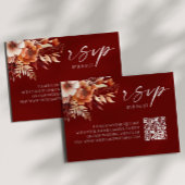 Rusty Bourgogne Floral QR Code Mariage Carte RSVP
