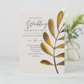 Rusty bronze Leaf Wedding Invitation (Staand voorkant)