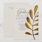 Rusty bronze Leaf Wedding Invitation (Voorkant / Achterkant)