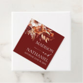 Rusty Burgundy Brown Bloemen Huwelijk Bedankjes Labels (In situ)