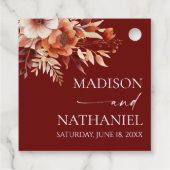 Rusty Burgundy Brown Bloemen Huwelijk Bedankjes Labels (Achterkant)