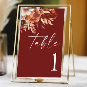 Rusty Burgundy Brown Bloemen Huwelijk Kaart