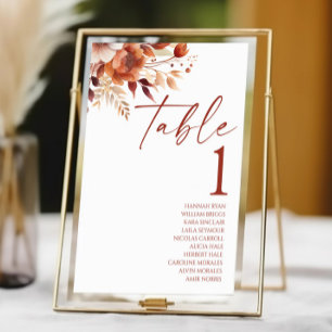 Rusty Burgundy Brown Bloemen Huwelijk Kaart