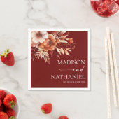 Rusty Burgundy Brown Bloemen Huwelijk Servet (Insitu)