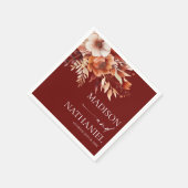 Rusty Burgundy Brown Bloemen Huwelijk Servet (Hoek)