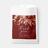 Rusty Burgundy Brown Floral Flower Wedding Bedankzakje (Voorkant)