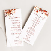 Rusty Burgundy Brown Floral Flower Wedding Programma