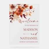 Rusty Burgundy Brown Floral Wedding Welcome (Recto)