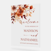 Rusty Burgundy Brown Floral Wedding Welcome (Angle)