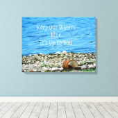 Rusty can by Blue Water Message Wrapped Canvas Afdruk (Insitu (Houten vloer))