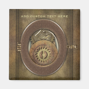 Rusty Cogs Steampunk Square Persoonlijk Magneet