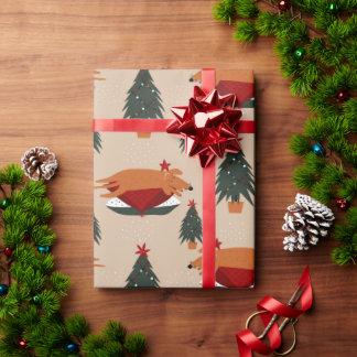 Rusty de Hond Slapen Kerstboom Cadeaupapier