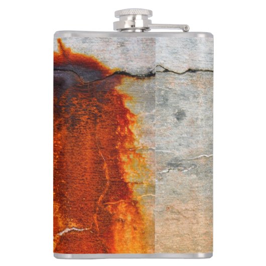 Rusty Gray en Oranje Stedelijke Stroom Stijlvol Heupfles (Achterkant)