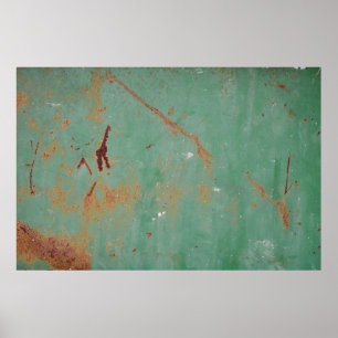 Rusty groen gewethered textured metal urban panel  poster