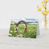 Rusty Hoefijzer voor de verjaardag van de zus Kaart (Gele Bloem)