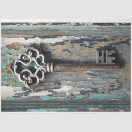 Rusty Key 1 met prachtig Patina Tissue Paper Tissuepapier