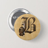 Rusty Knight Initiaal B Ronde Button 5,7 Cm (Voorkant /achterkant)