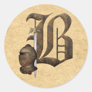 Rusty Knight Initiaal B Ronde Sticker