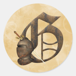 Rusty Knight Initiaal G Ronde Sticker