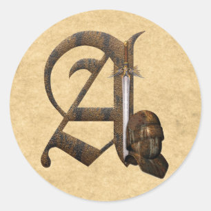 Rusty Knights Initiaal A Ronde Sticker